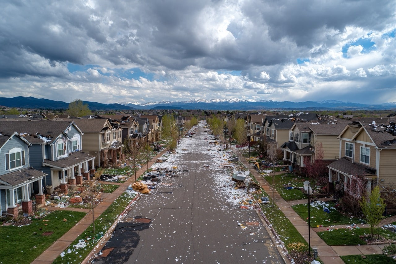 Hail damage on residential property roof in Denver CO