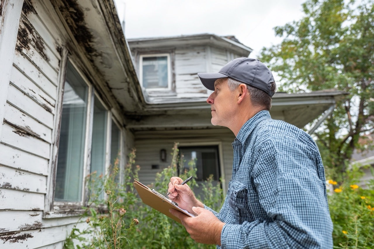 Professional inspecting storm damaged property in Denver Colorado